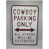Image 1 : "COWBOY" METAL PARKING SIGN