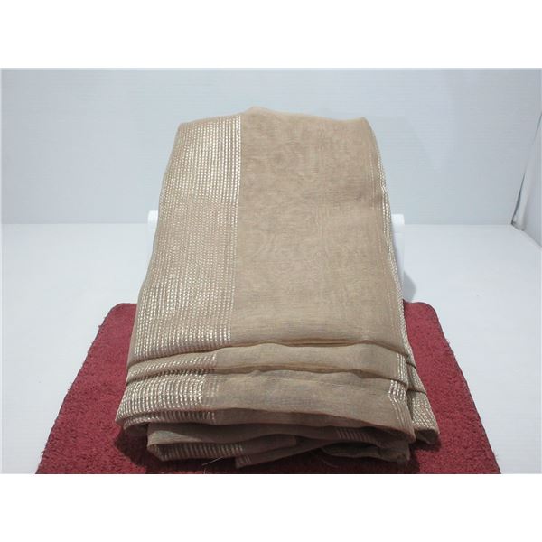 2 BEIGE CURTAIN PANELS (APPROX. 40 X 80")