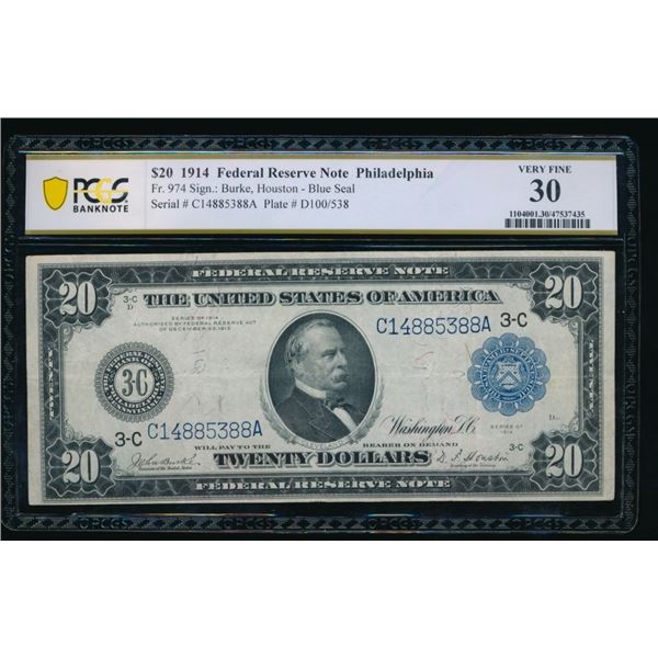 1914 $20 Philadelphia FRN PCGS 30