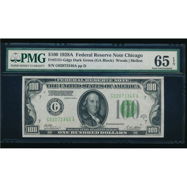 1928A $100 Chicago FRN PMG 65EPQ