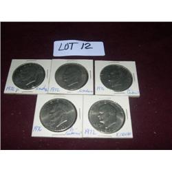 (3) 1972, (2) 1976, EISENHOWER SILVER DOLLARS