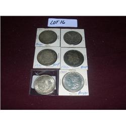 (2) 1900, (1) 1900D, (1)1902, (1) 1904, (1) 1924 MORGAN SILVER DOLLARS