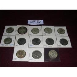 (13) 1966-1983 KENNEDY HALF DOLLARS