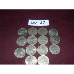 (8) JFK HALVES, (6) JFK BI-CENTENNIAL HALVES