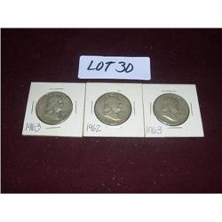 (1) 1961, (2) 1962 FRANKLIN HALF DOLLARS