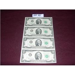 (1) UNCUT SHEET $2 BILLS