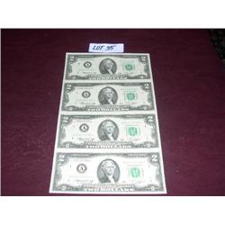(1) UNCUT SHEET $2 BILLS