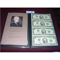 (1) UNCUT SHEET $2 BILLS