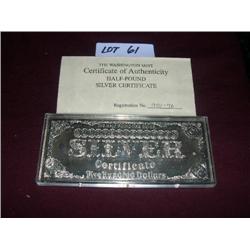 ONE HALF POUND SILVER BAR