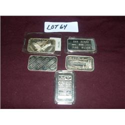 (5) 1 oz SILVER BARS