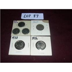 1929, 1936, 1938 BUFFALO  3 1943 STEEL PENNIES