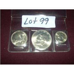 1976 BI-CENT SILVER DOLLAR, 1/2 DOLLAR & QUARTER