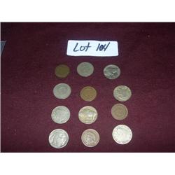 1935-36 BUFFALO NICKLE, 1901,02,1910,11 NICKELS,  1890, 1901, 1905 ,1900 INDIAN HEAD PENNIES