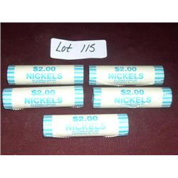 5 ROLLS UNCIR HALF HEAD NICKLES