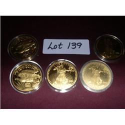 (5) 1933 GOLD DOUBLE EAGLE REPLICA $20 GOLD PIECE