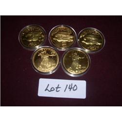 (5) 1933 GOLD DOUBLE EAGLE REPLICA $20 GOLD PIECE