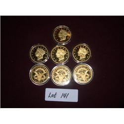 (7) 1870 GOLD DOUBLE EAGLE REPLICA $20 GOLD PIECE