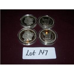 (4) REPLICA 1893CC MORGAN SILVER PROOF