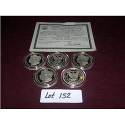 (5) NATIONAL COLLECTORS MINT  SILVER 1889CC MORGAN PROOF