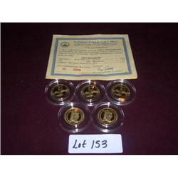 (5) NATIONAL COLLECTORS MINT 1795 $5.00 GOLD PROOF