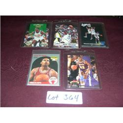 L ELLIS, SHAQ O'NEAL, MAGIC JOHNSON, K MALONE, S KING CARDS