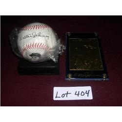 REPLICA WALTER JOHNSON GOLD CARD & BASEBALL