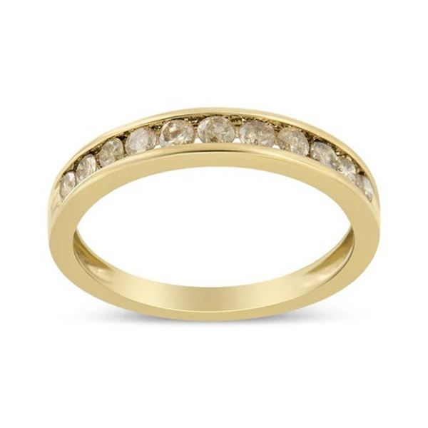 14K Gold Plated .925 Silver 0.50 Cttw Champagne Diamond Band