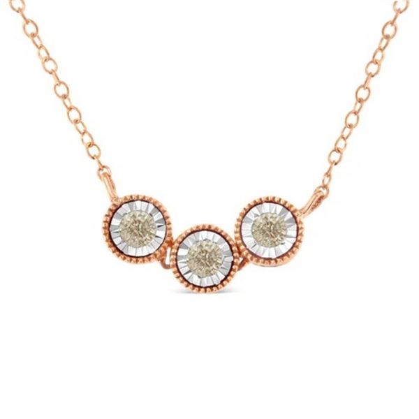 1/4 Cttw Champagne Diamond Triple Circle in 10K Rose & White Gold Plated Silver