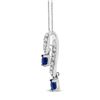 Image 3 : 14K White Gold Blue Sapphire & Diamond Double Drop Ribbon Pendant Necklace