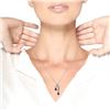 Image 5 : 14K White Gold Blue Sapphire & Diamond Double Drop Ribbon Pendant Necklace