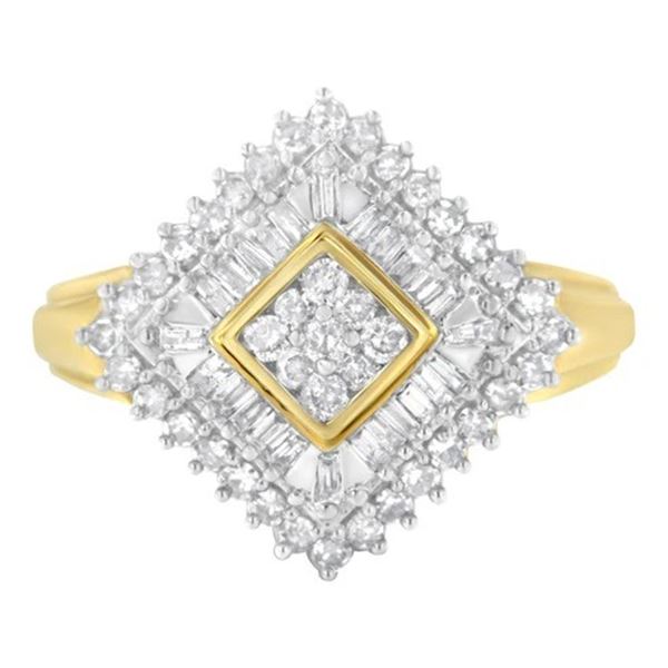10K Gold Diamond Ballerina Ring: Elegant Sparkle in Yellow