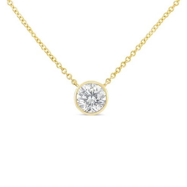 10K Gold Diamond Pendant Necklace - Modern Bezel-Set Solitaire