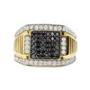 Image 1 : Men's 10K Yel. Gold 1.5 Cttw Wht & Blk Treated Diamond Cluster Ring