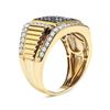 Image 3 : Men's 10K Yel. Gold 1.5 Cttw Wht & Blk Treated Diamond Cluster Ring
