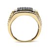 Image 4 : Men's 10K Yel. Gold 1.5 Cttw Wht & Blk Treated Diamond Cluster Ring
