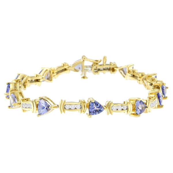 14K Gold Bracelet with Round-Cut Diamond and Tanzanite