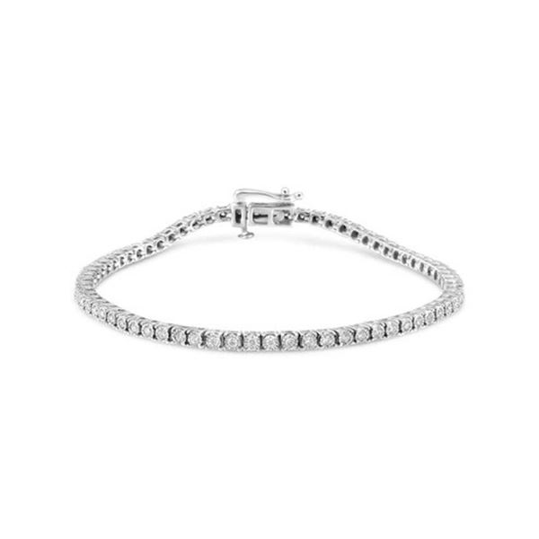 14K White Gold 1.0 Cttw Round-Cut Lab Grown Diamond Bracelet