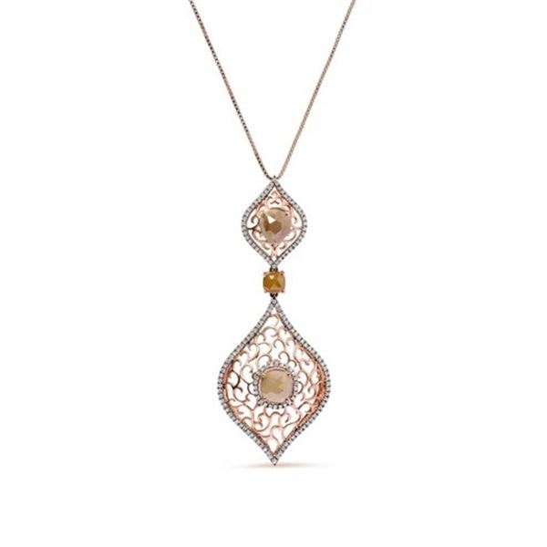14K Rose Gold Diamond Floral Pendant Necklace