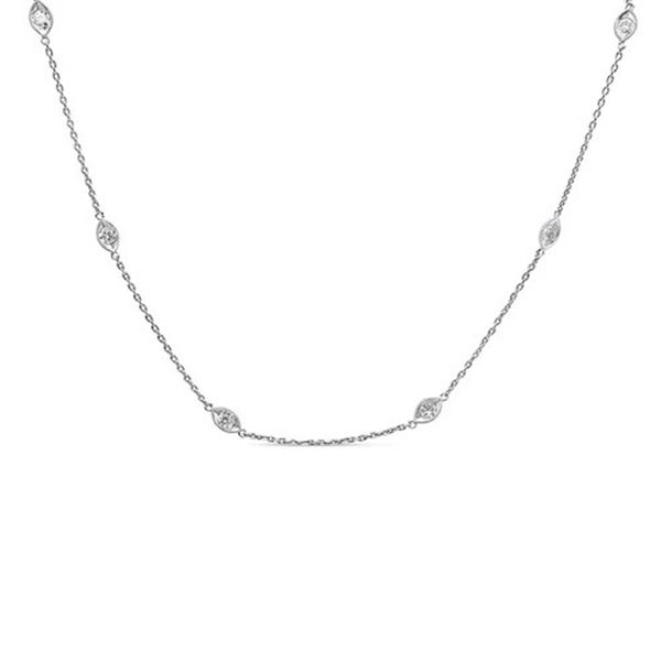 14K White Gold Diamond Marquise Collar Necklace