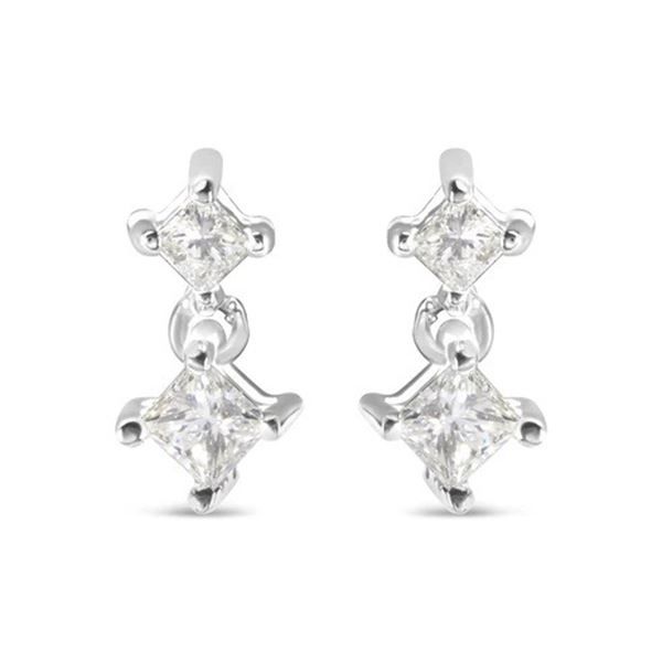 14K White Gold 0.50 ct Princess Cut Diamond Earrings