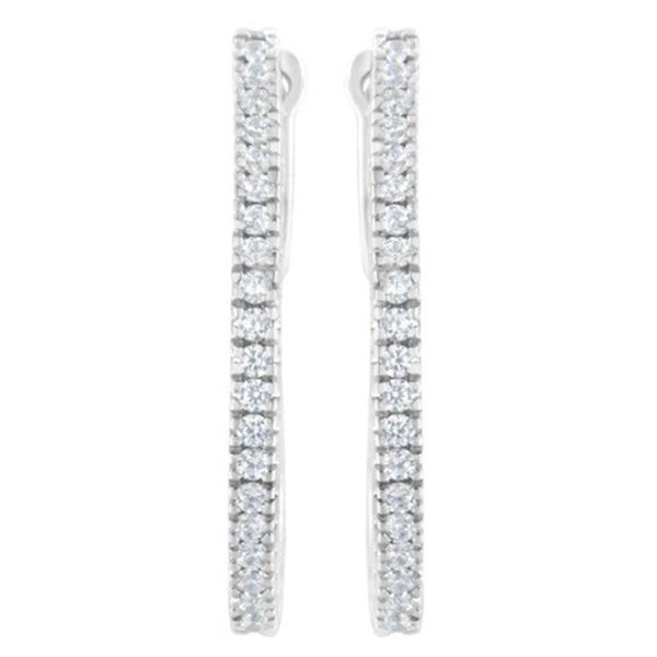 10KT White Gold Diamond Hoop Earrings - 1/2 cttw