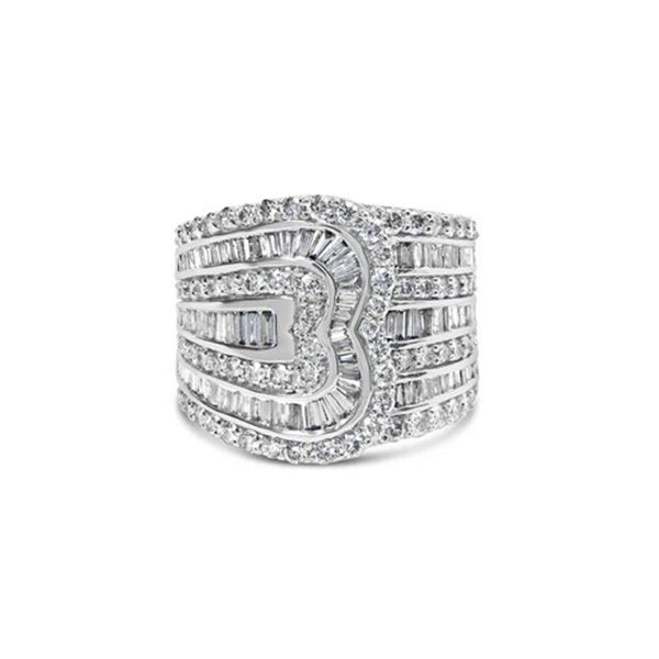 10K White Gold Diamond Multi-Row Bypass Ring