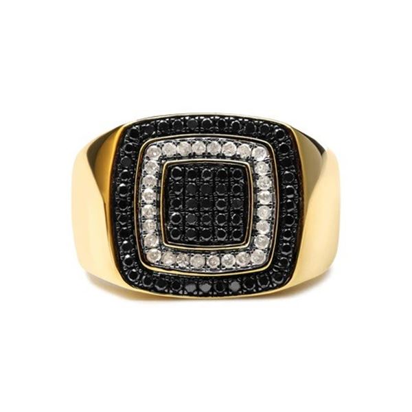 Mens 10K YG 0.75 Ct White & Black Treated Diamond Band