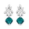Image 1 : 18K Gold Diamond and Emerald Earrings