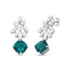 Image 4 : 18K Gold Diamond and Emerald Earrings