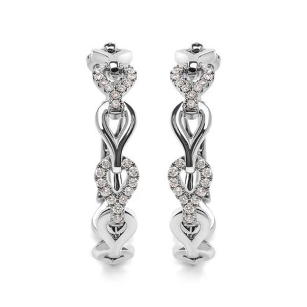 14K Gold Diamond Link Hoop Earrings