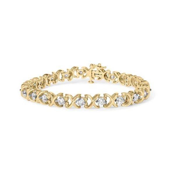 14K Gold Diamond X-Link Bracelet