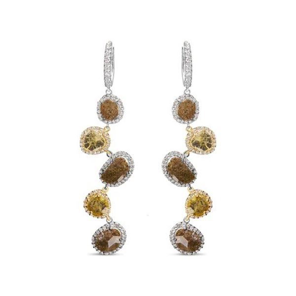 14K White Gold Fancy Diamond Drop Earrings