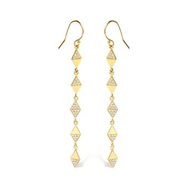 14K Gold Diamond Kite Drop & Dangle Earrings - 1/3