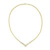 Image 2 : 10K Gold Princess Cut Diamond "V" Chain Necklace